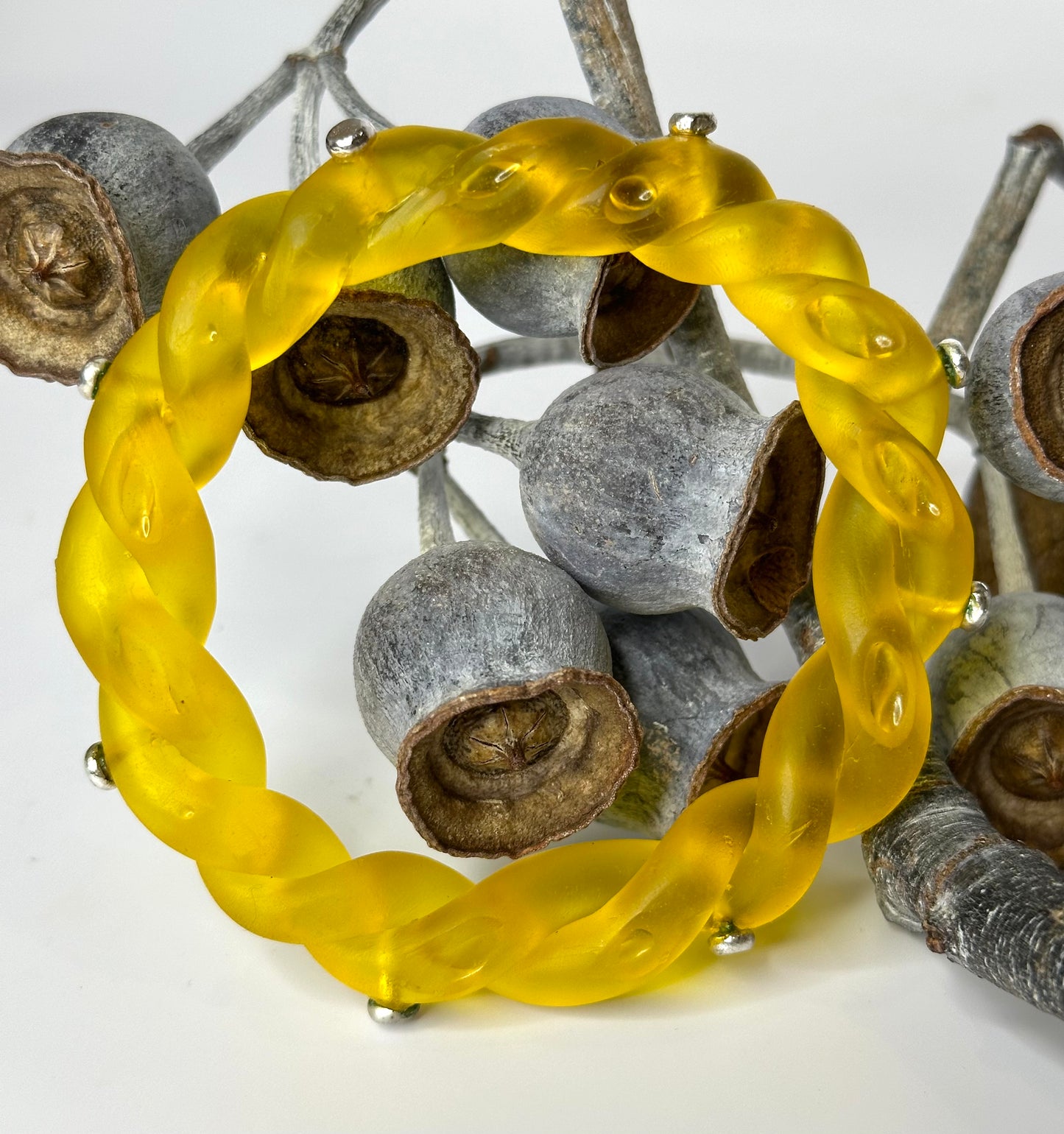 Translucent Yellow resin & silver bangle