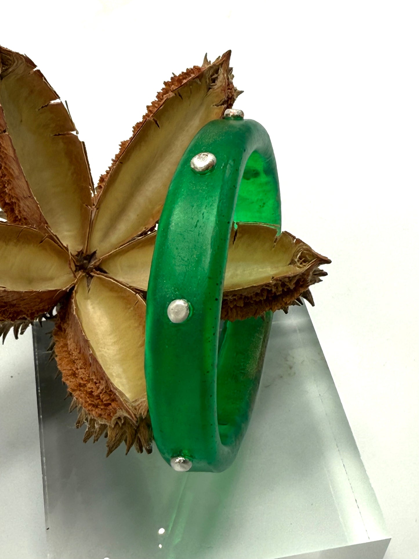 Jade Green/gold resin KWD Classic & silver Bangle