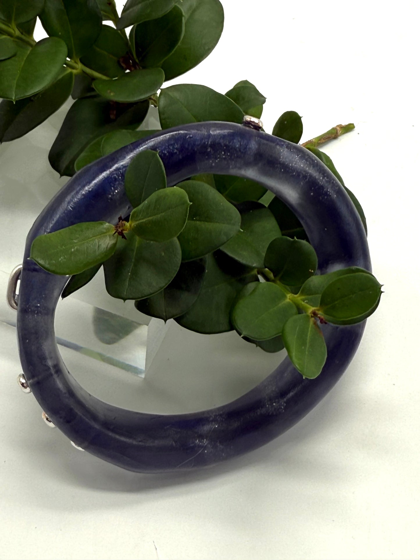 Navy/silver with silver rivets 'woopy' bangle