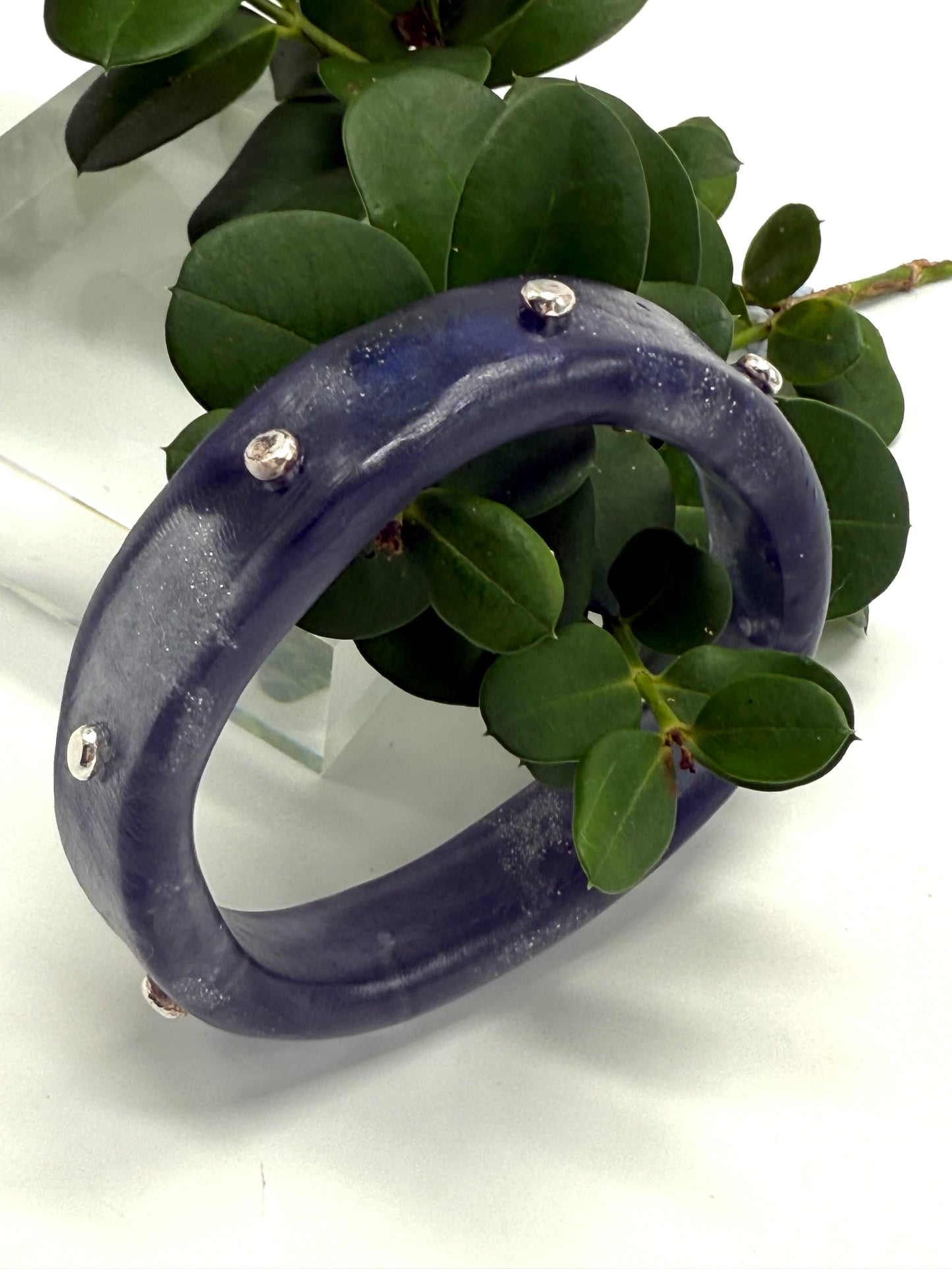 Navy/silver KWD Classic Resin Bangle - XS