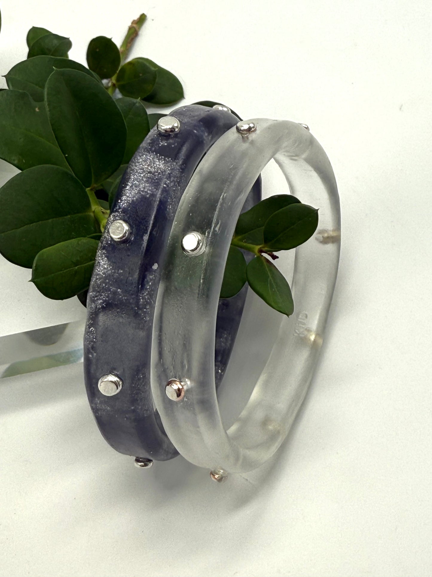 Navy/silver resin KWD Classic & silver Bangle
