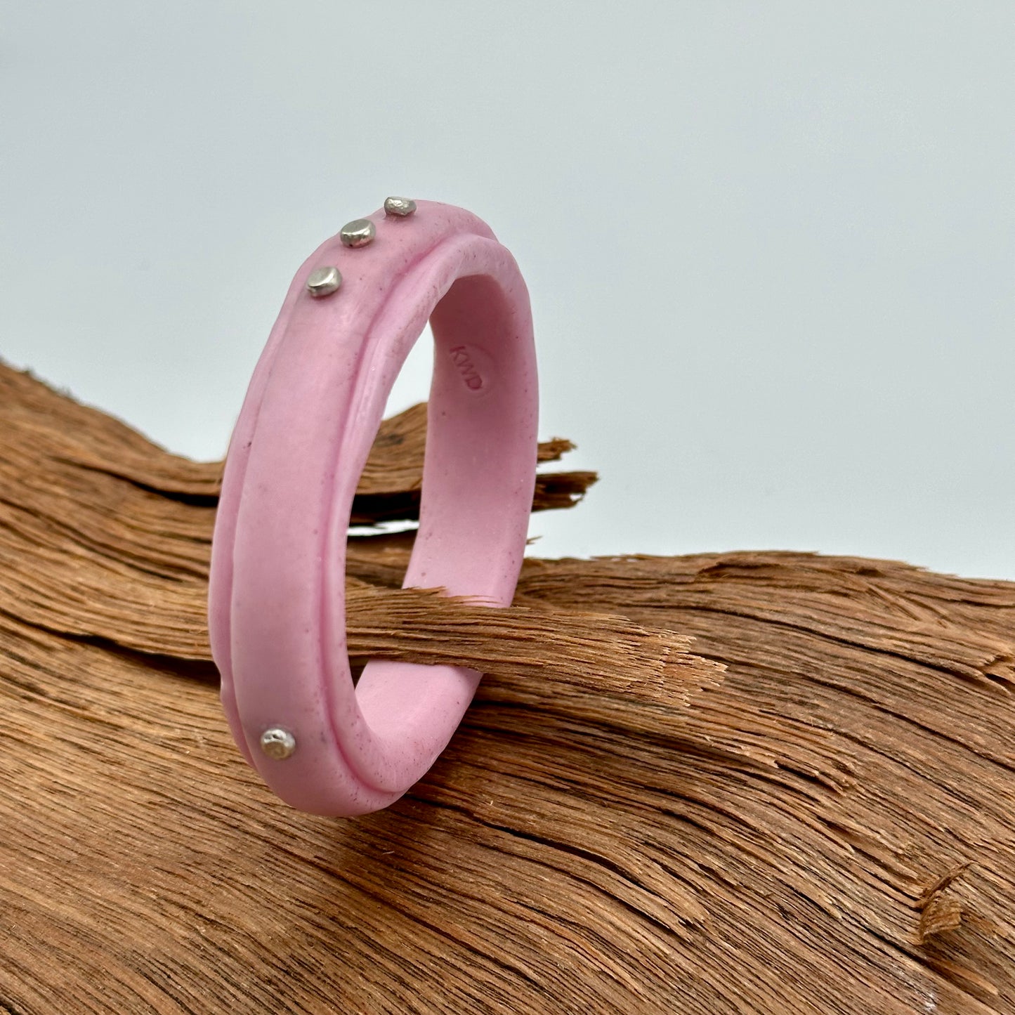 Soft Pink KWD Rim resin bangle with Sterling silver