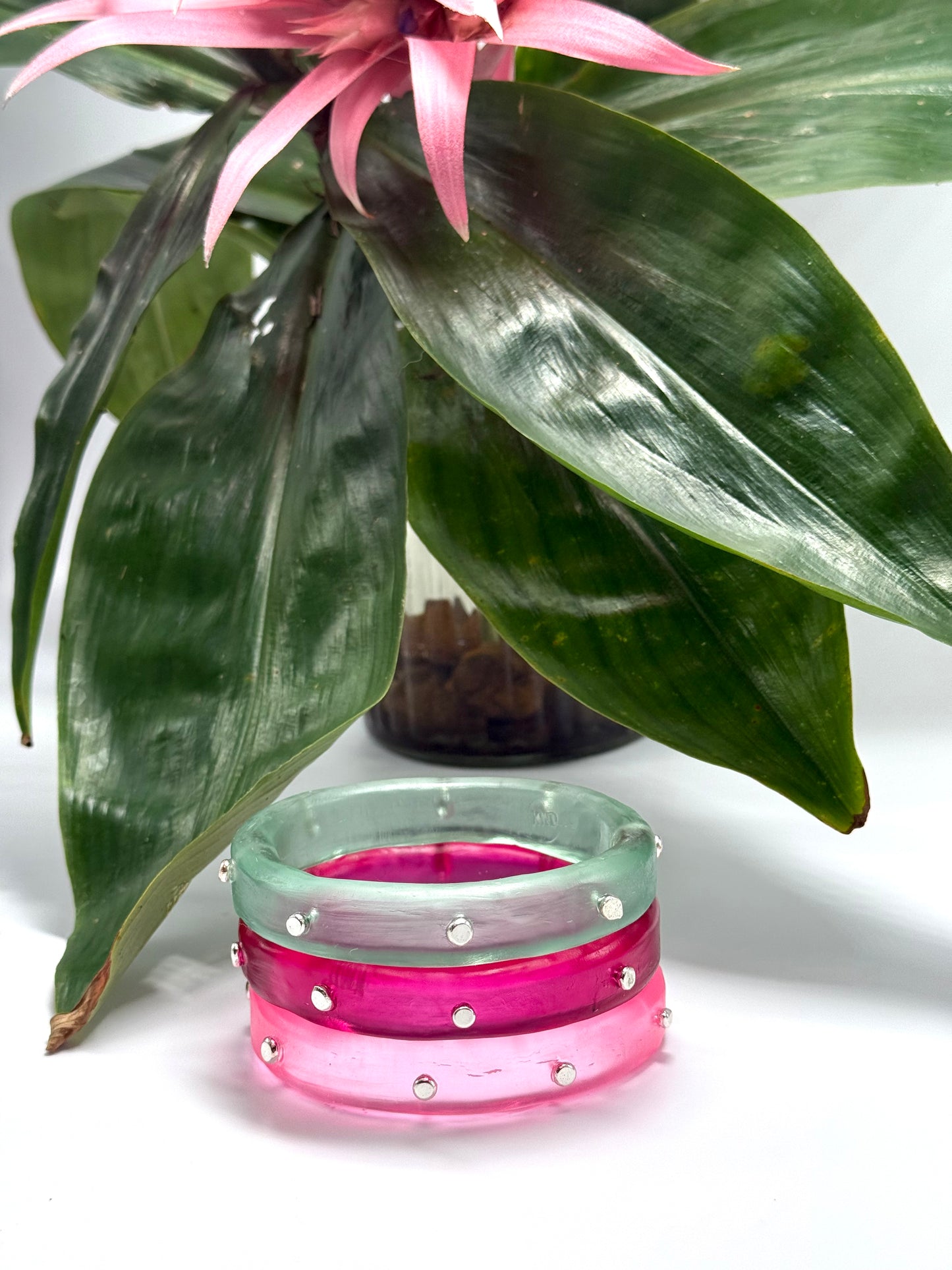 Translucent Kale Green resin Thick KWD Classic & silver Bangle
