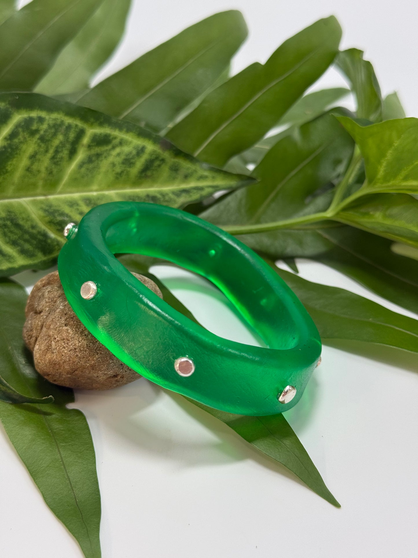 Translucent Jade Green KWD Classic Resin Bangle - XS