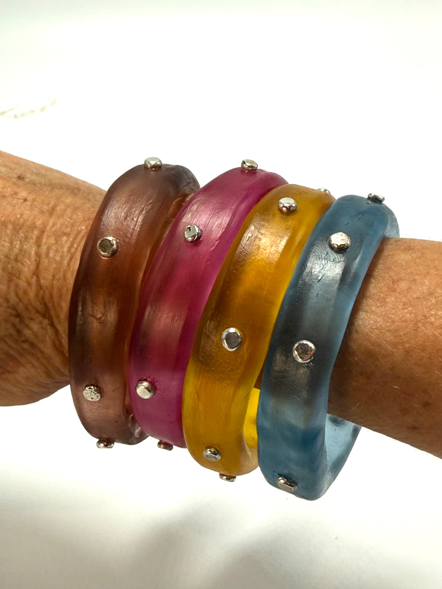 Translucent Yellow resin Thick KWD Classic & silver Bangle