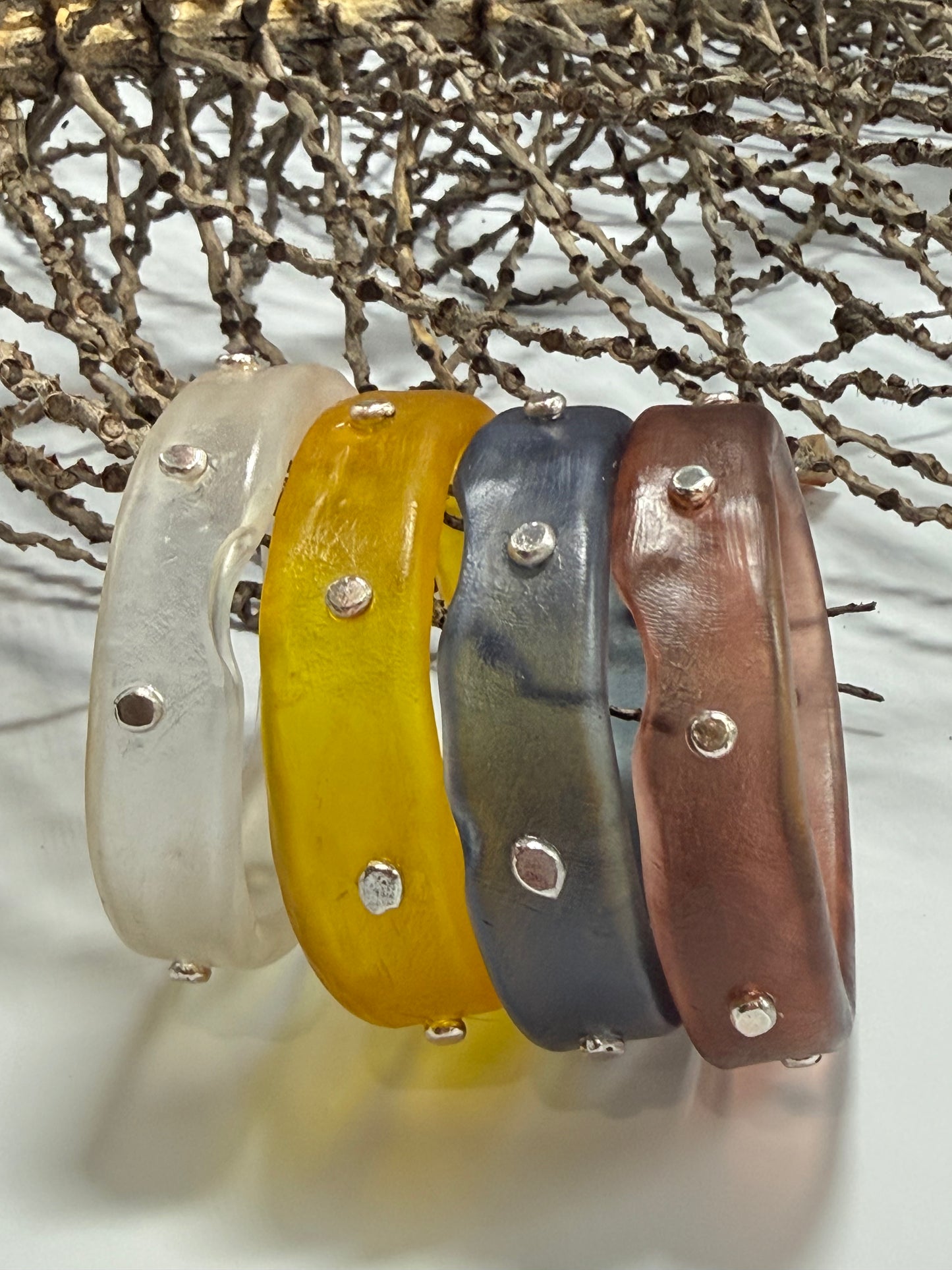 Translucent Navy Blue resin KWD Classic & silver Bangle XS