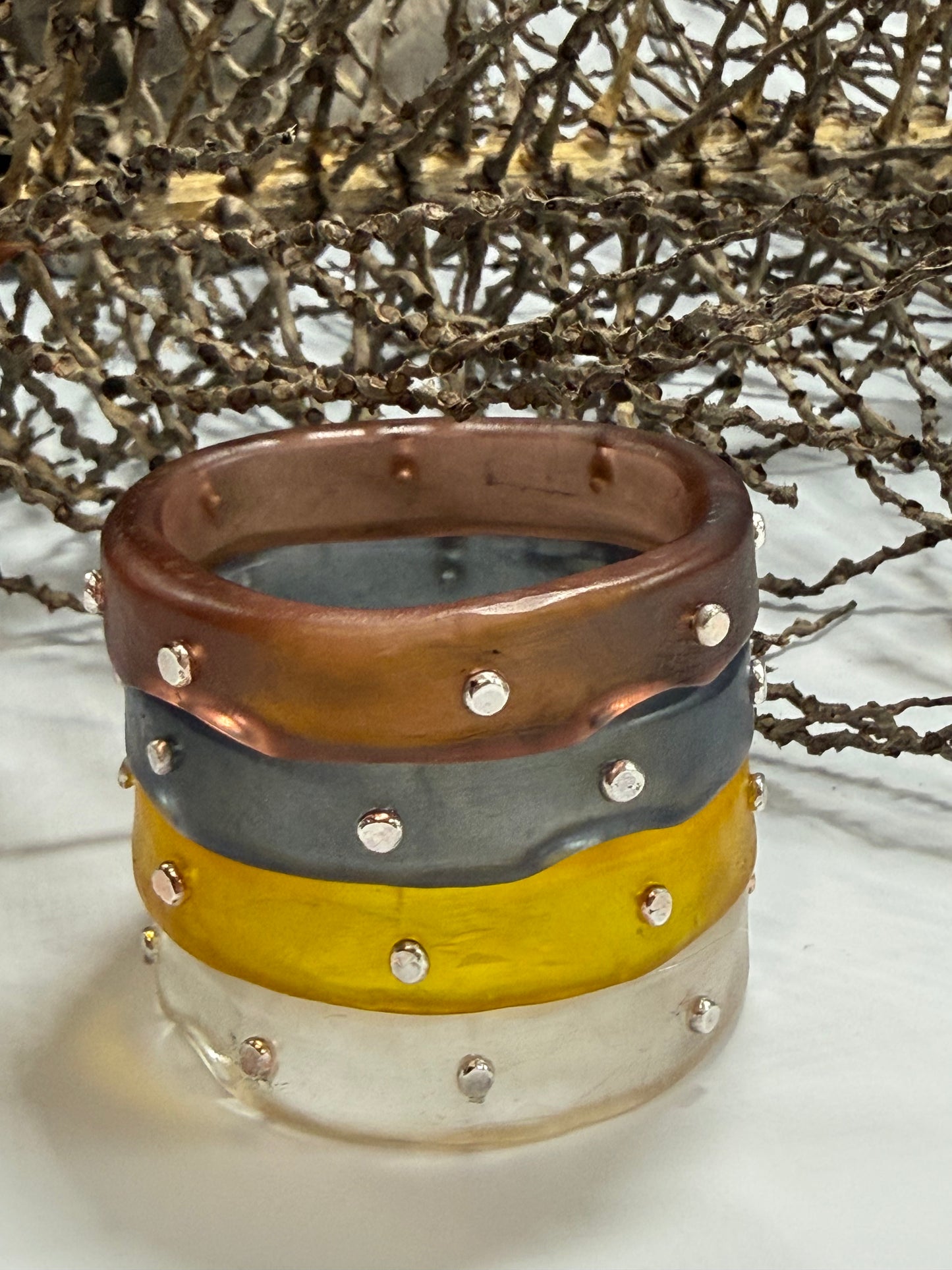 Translucent Brown resin KWD Classic & silver Bangle