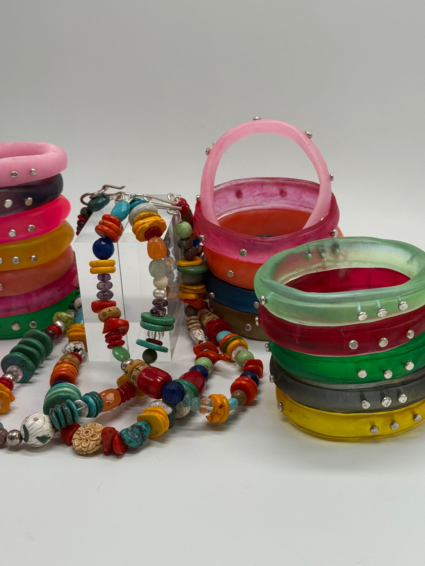 Multi coloured semi precious stones with Sterling silver catch - 'fun & feisty'