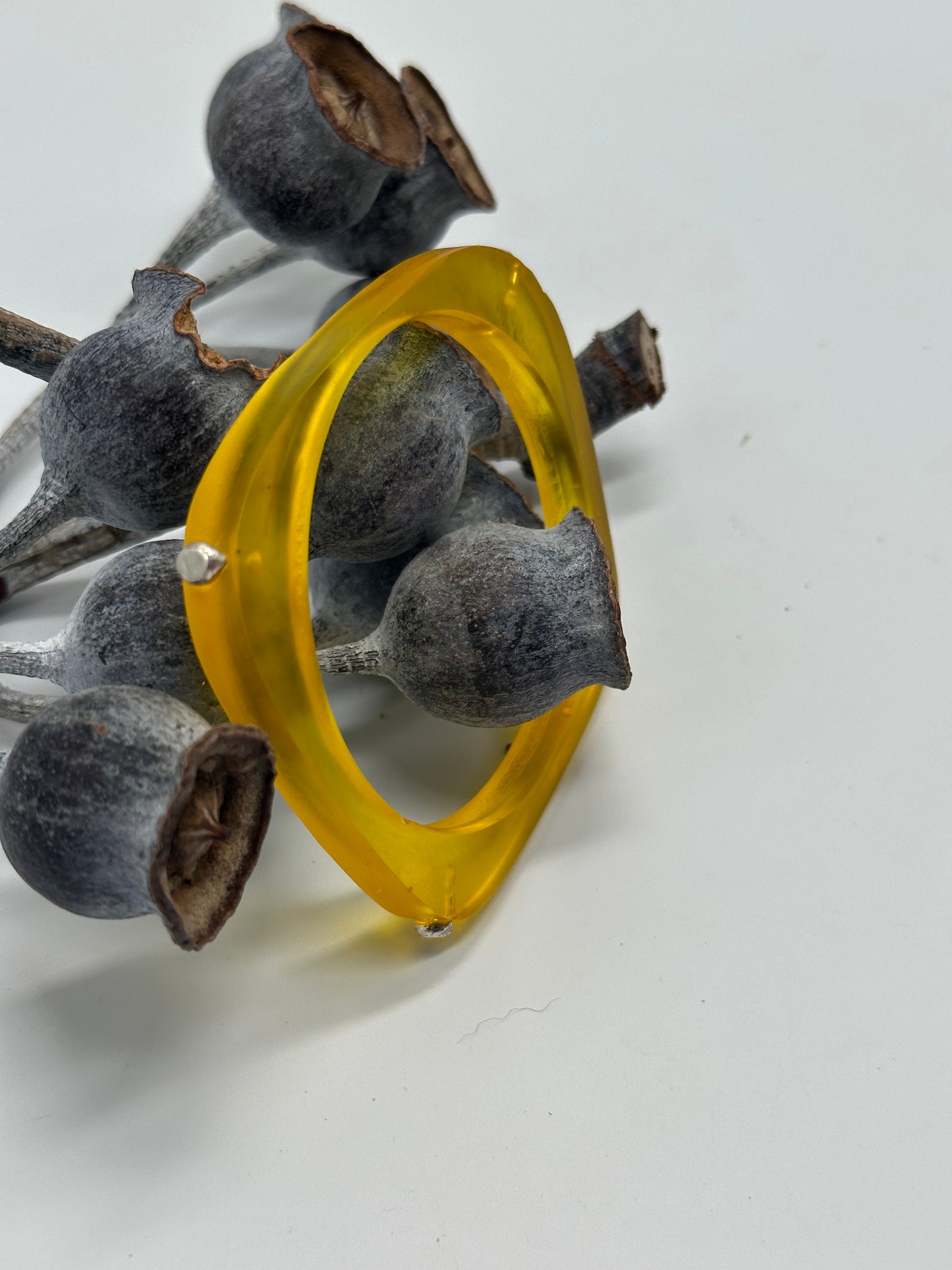 Yellow 'square round' bangle with silver