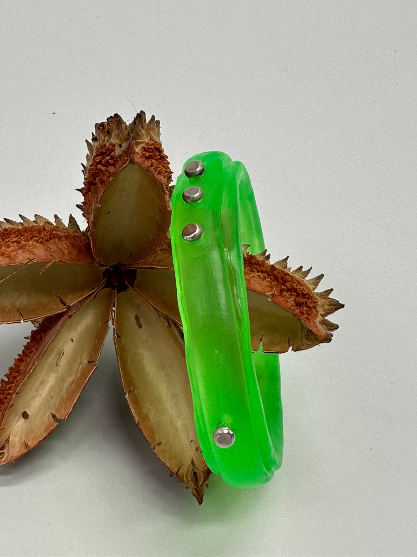 Neon Green KWD Rim resin bangle with Sterling silver