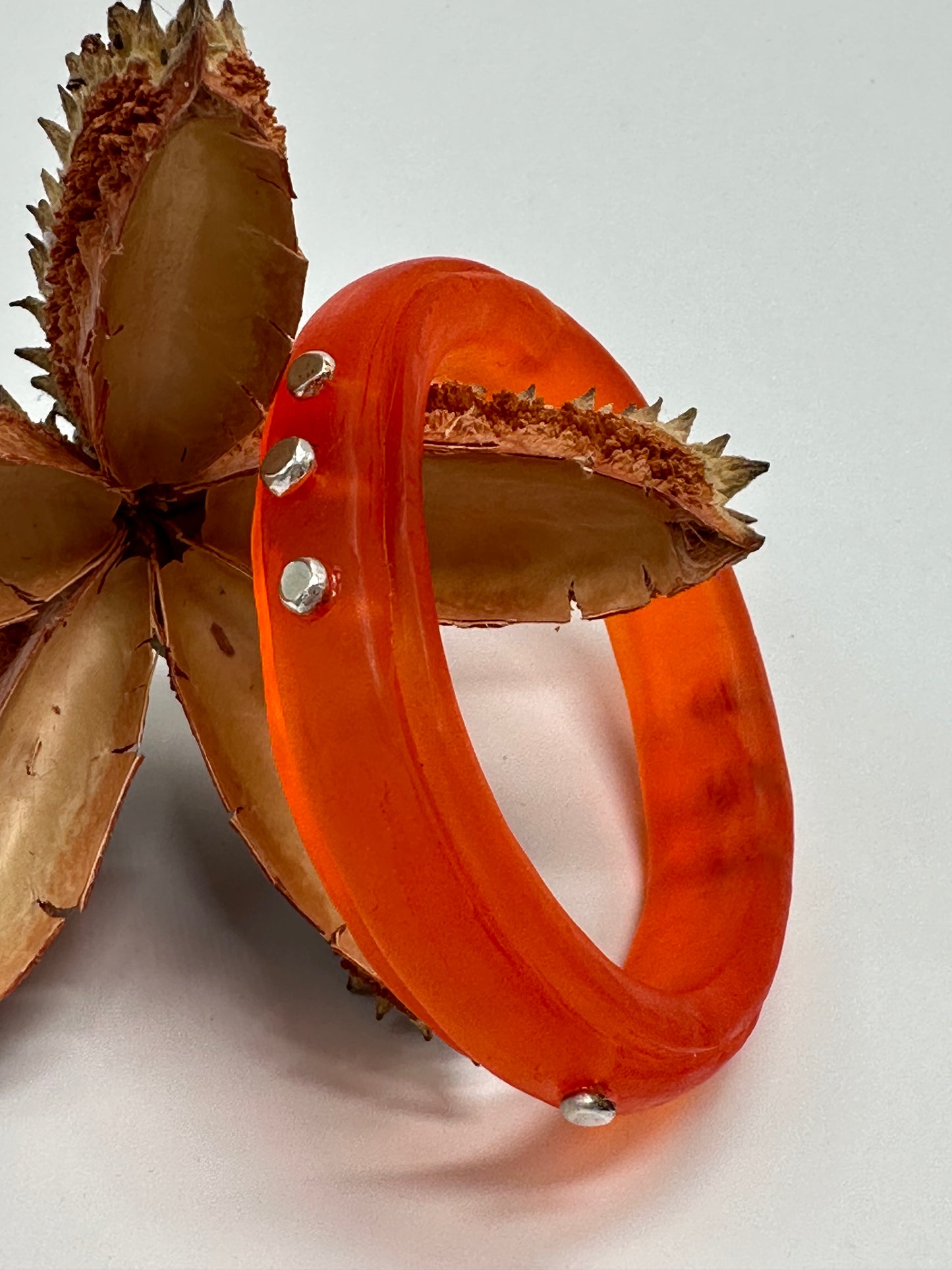 Orange KWD Rim resin bangle with Sterling silver
