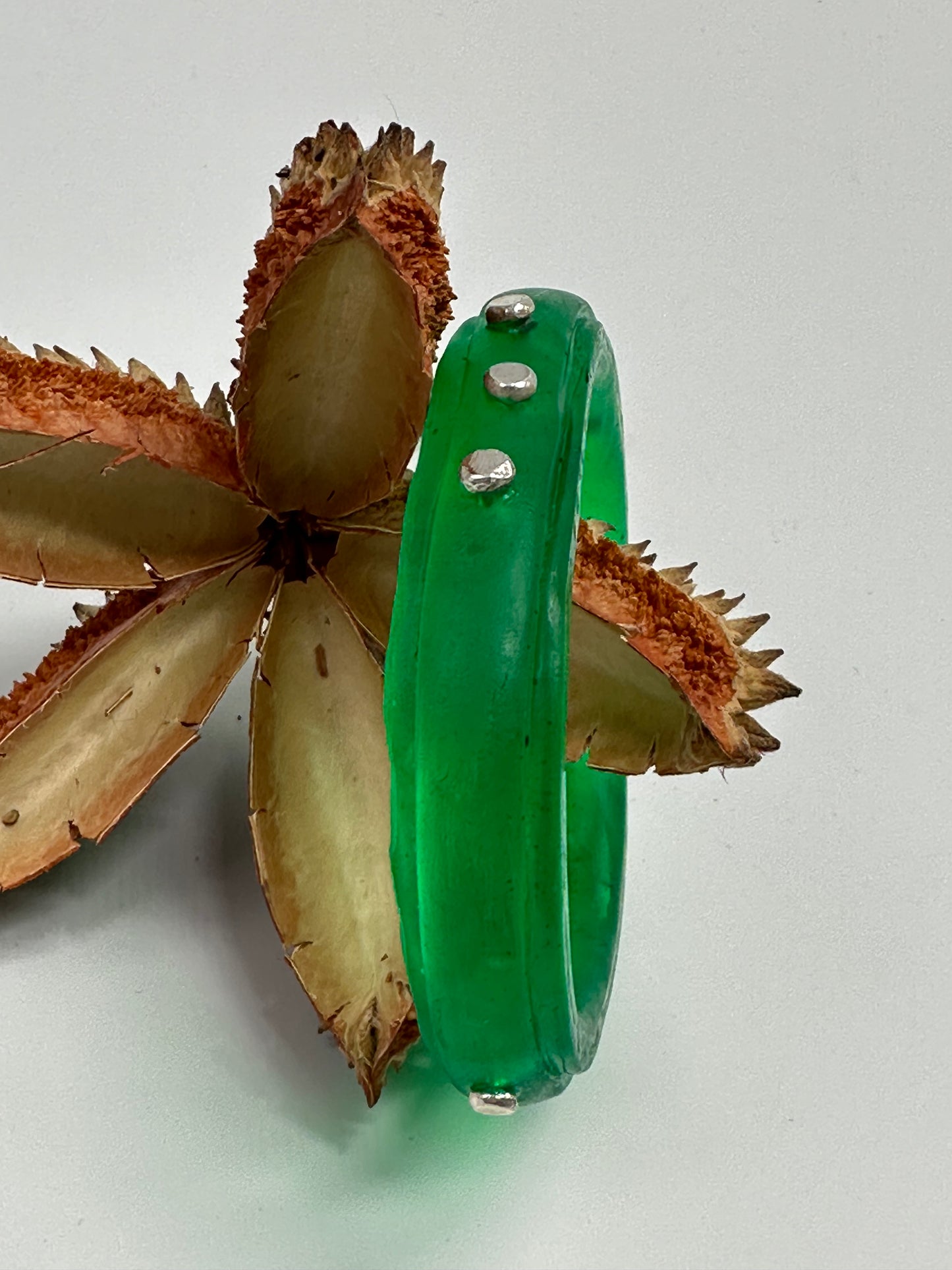 Jade Green KWD Rim resin bangle with Sterling silver