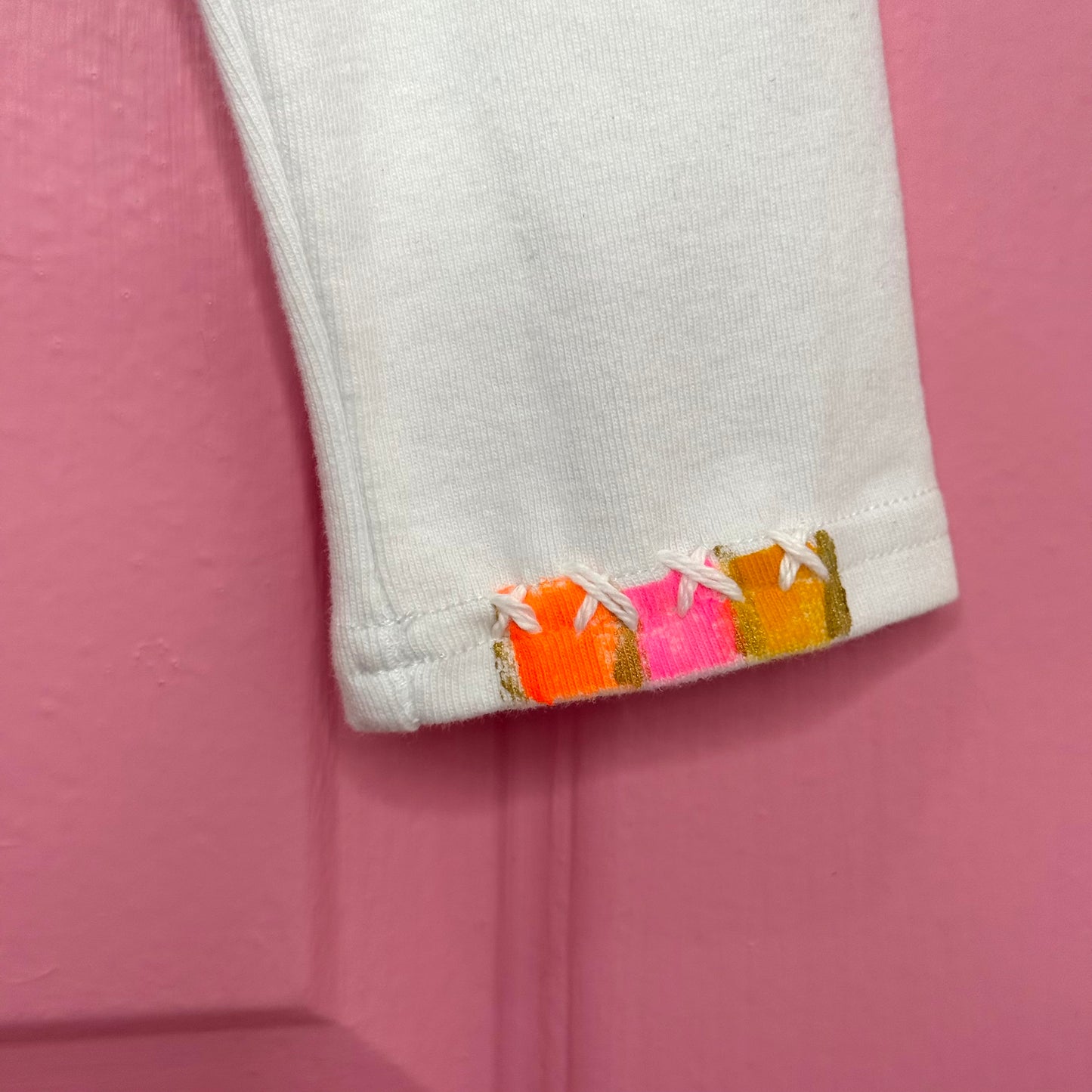 Neon Orange & pink flower long sleeved t-shirt - size 12