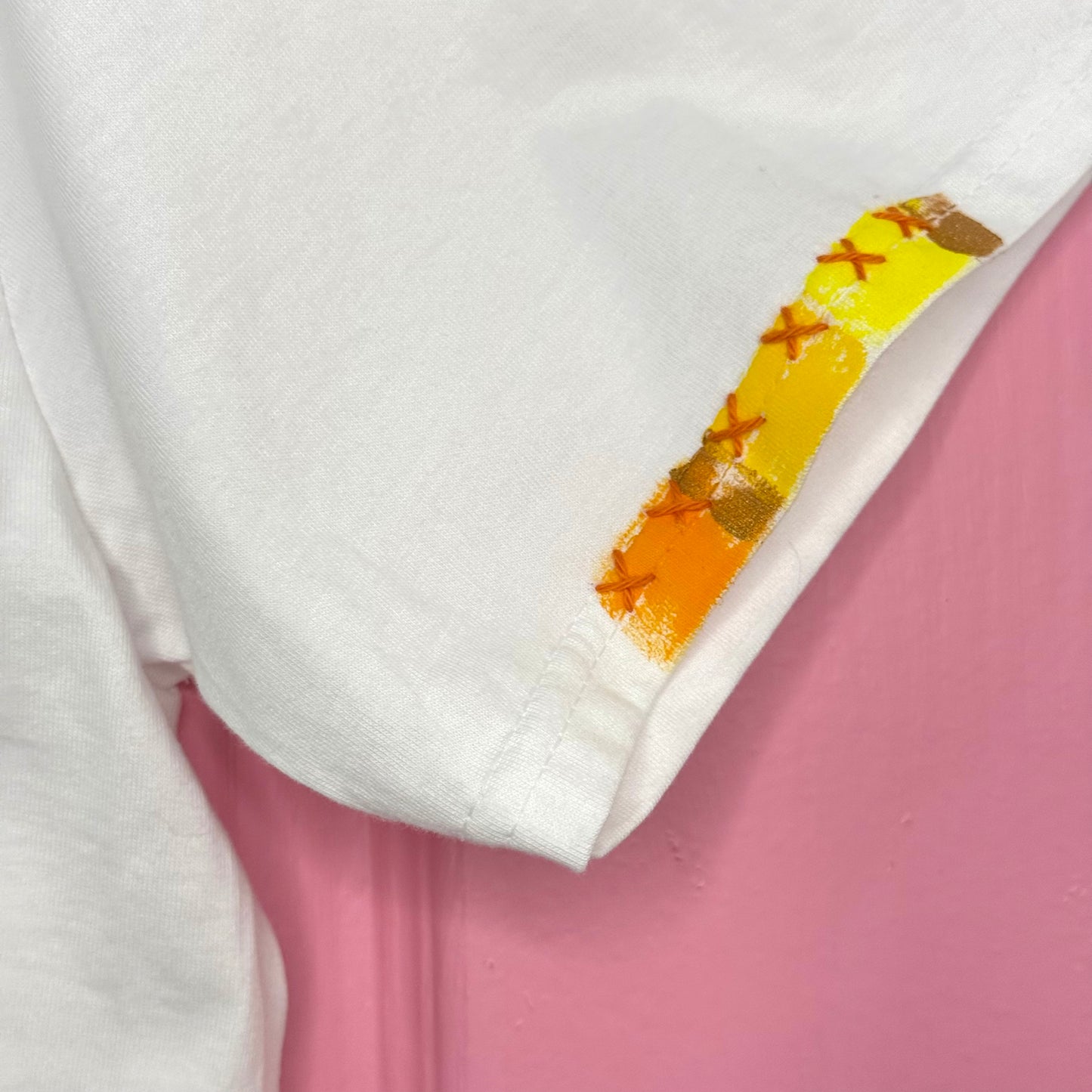 Yellow & Orange/gold striped t-shirt - size L