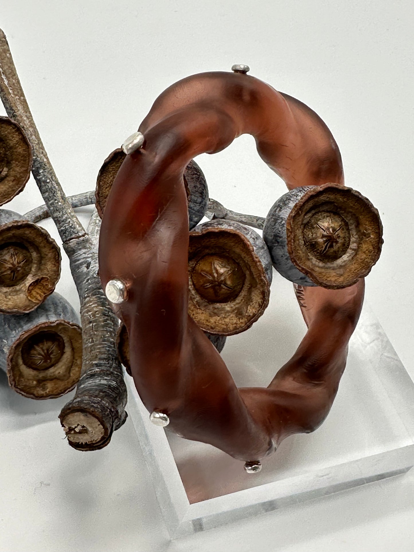 Brown Chunky twist resin & silver bangle