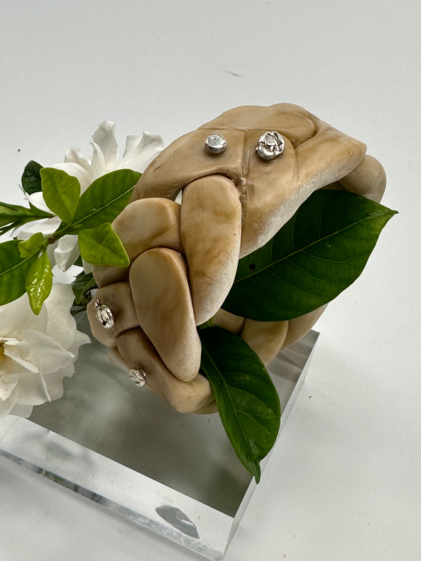 Coffee coloured Plaited Resin and silver bangle