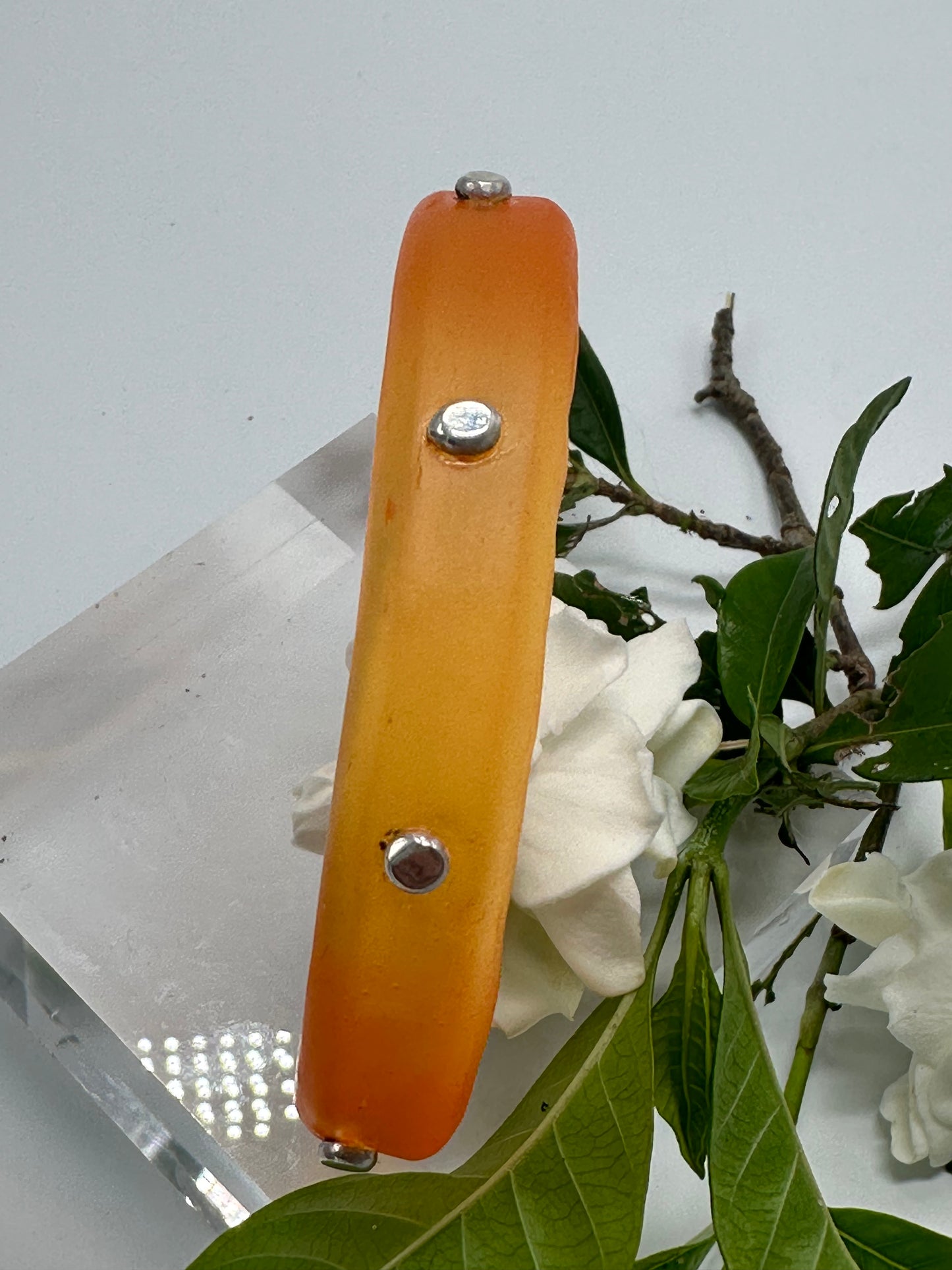 Orange KWD Classic Resin & silver Bangle