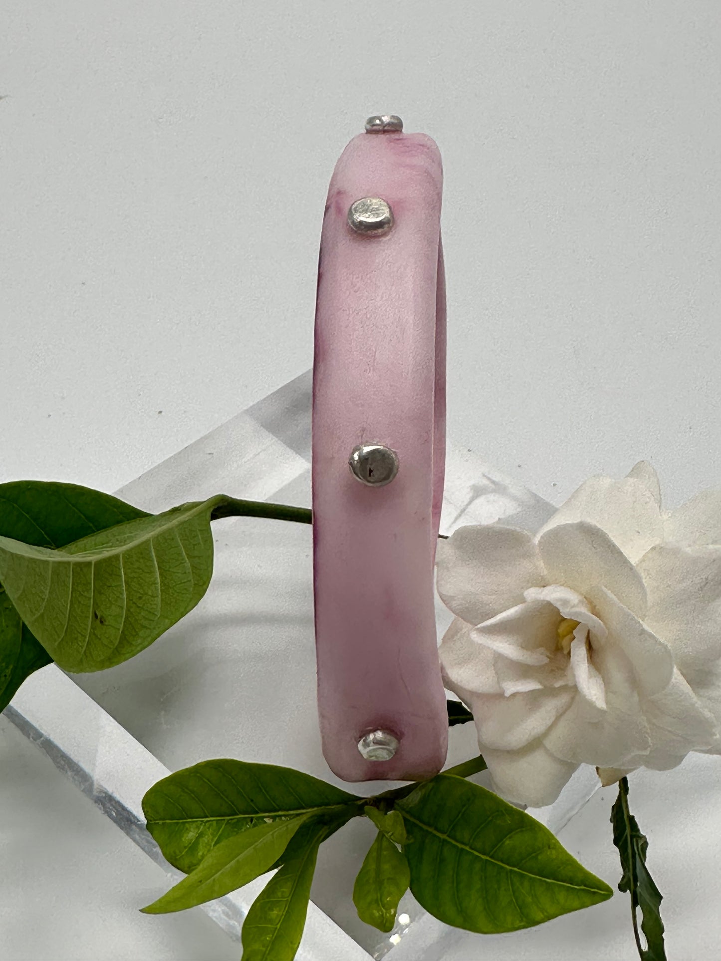 Marbled Pink Blue KWD Classic Resin & silver Bangle
