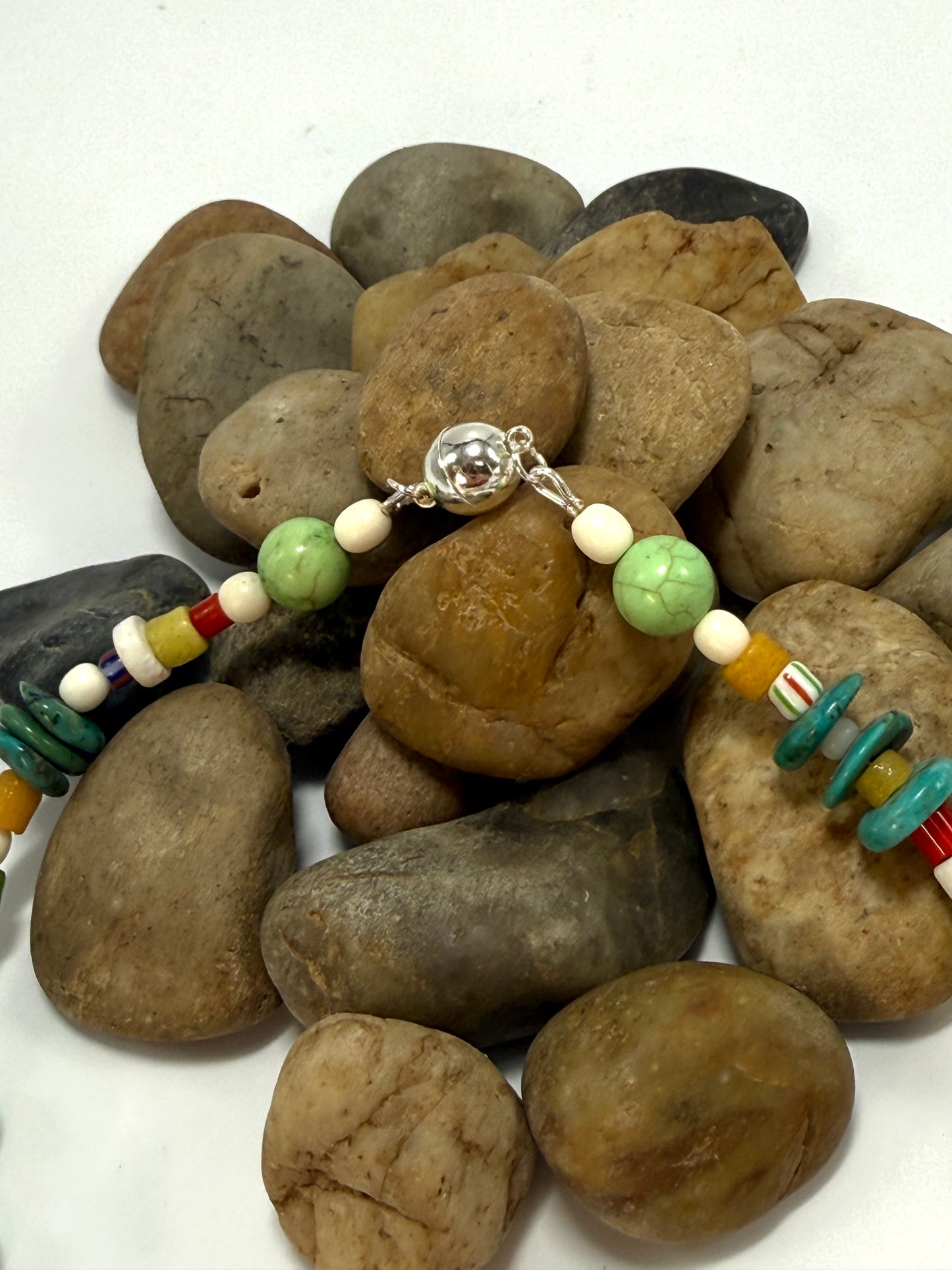 Semi Precious turquoise/ multicoloured stone Necklace with magnetic clasp