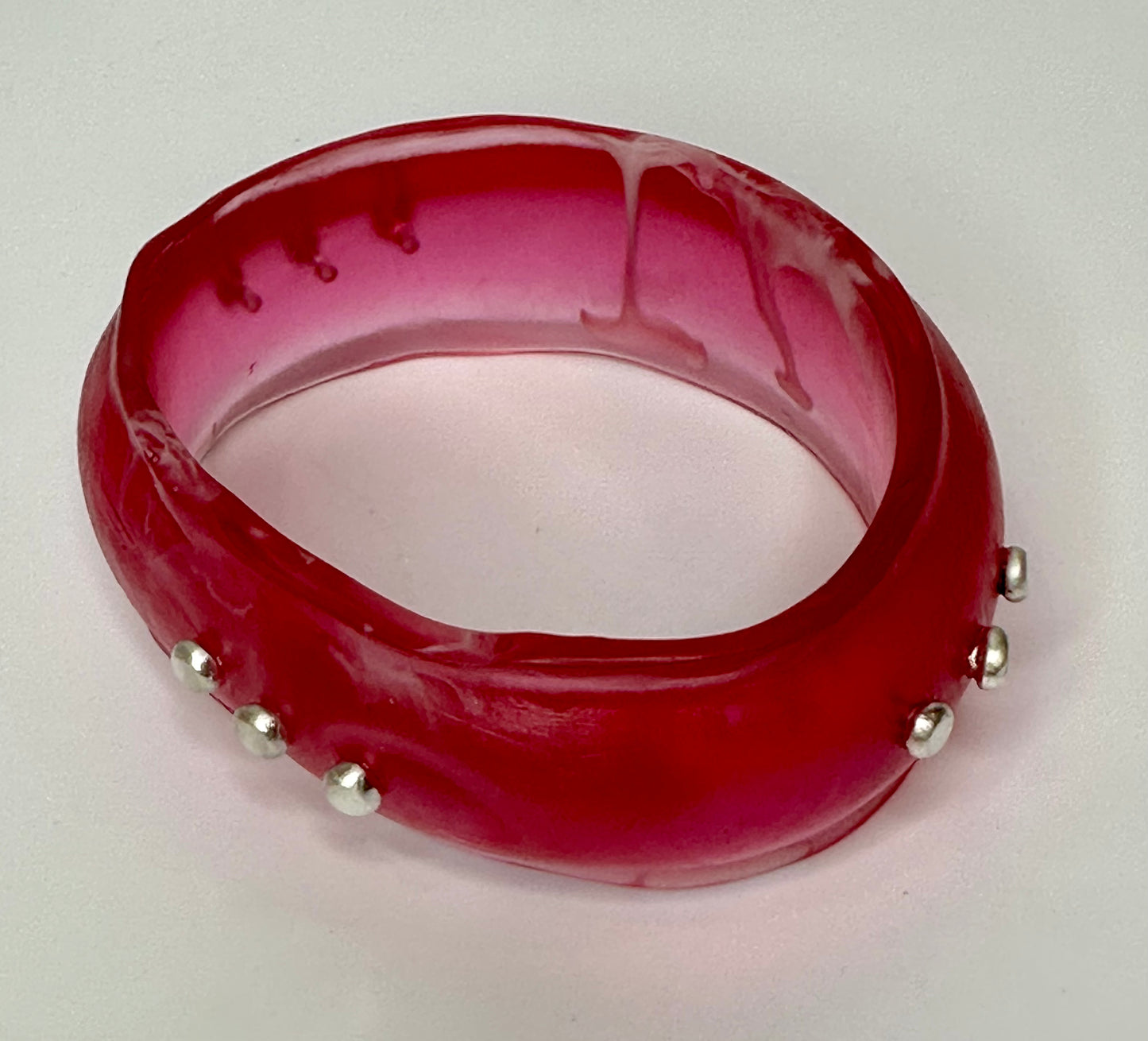 Pinky Red with white swirl Resin wide bangle