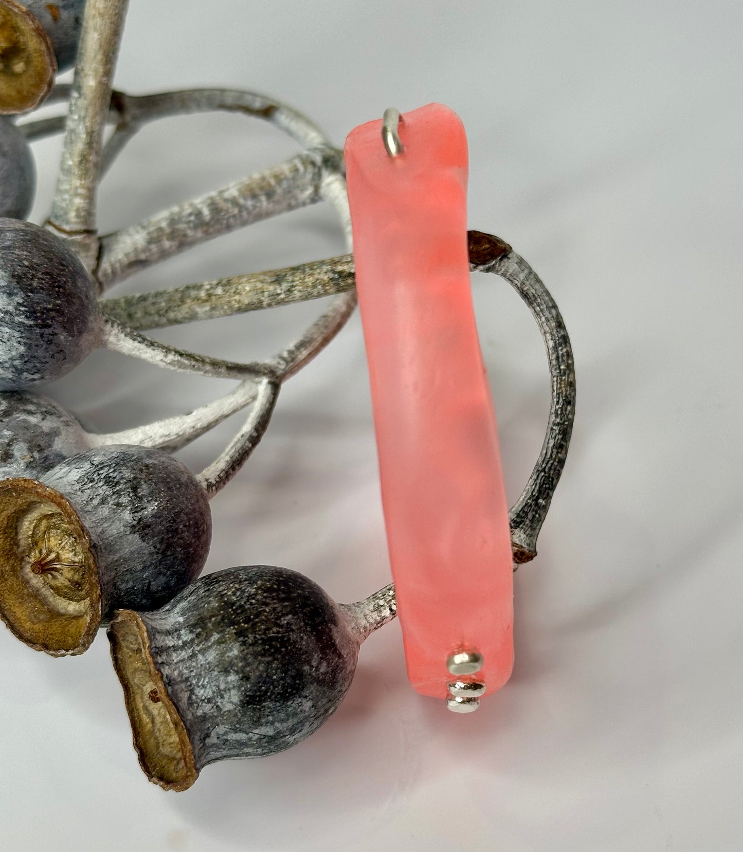 Translucent Coral with white swirl woopy bangle