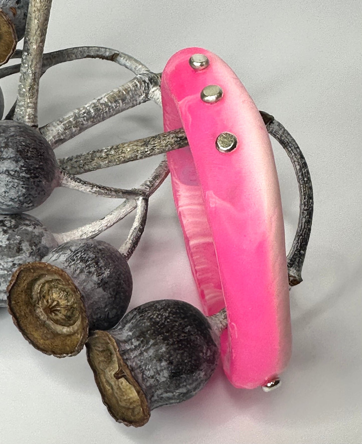 Neon Pink with white woopy bangle