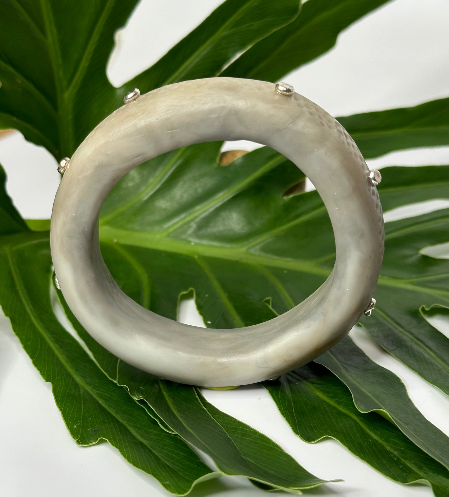 Grey/Brown/Cream Spotty Resin Bangle