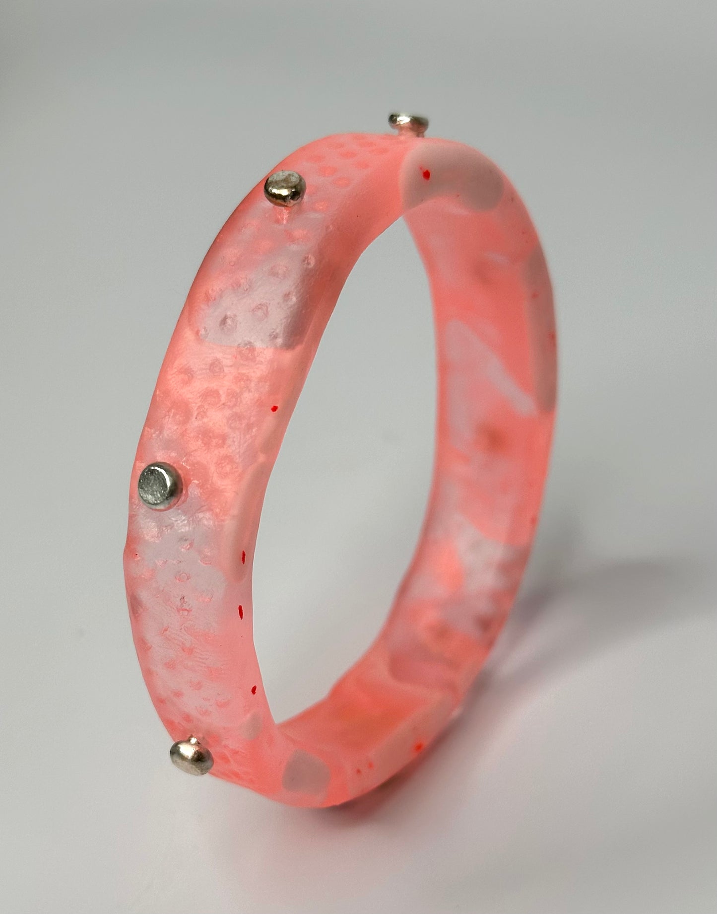 Coral/white swirl Spotty KWD Classic Resin Bangle