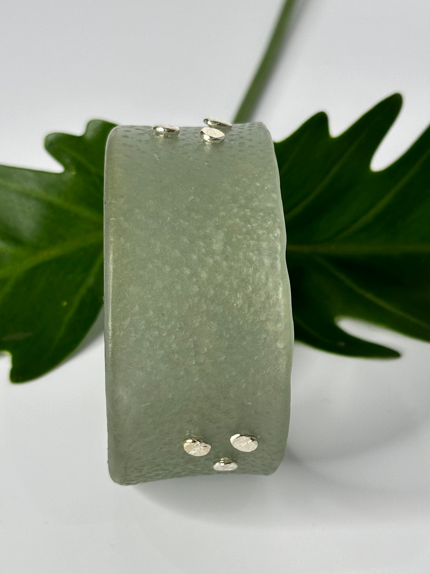 Wide Grey Spotty Resin Bangle