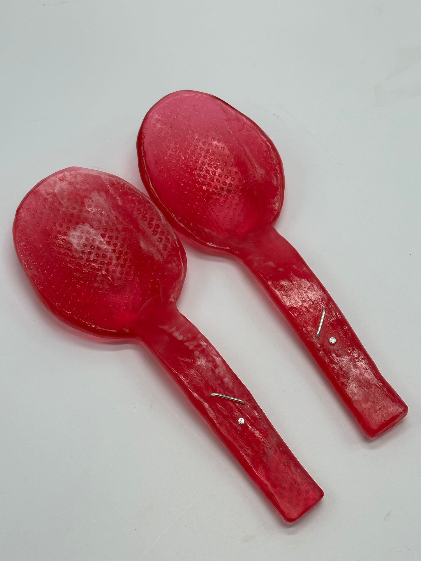 Salad Servers - Strawberry Red/White swirl