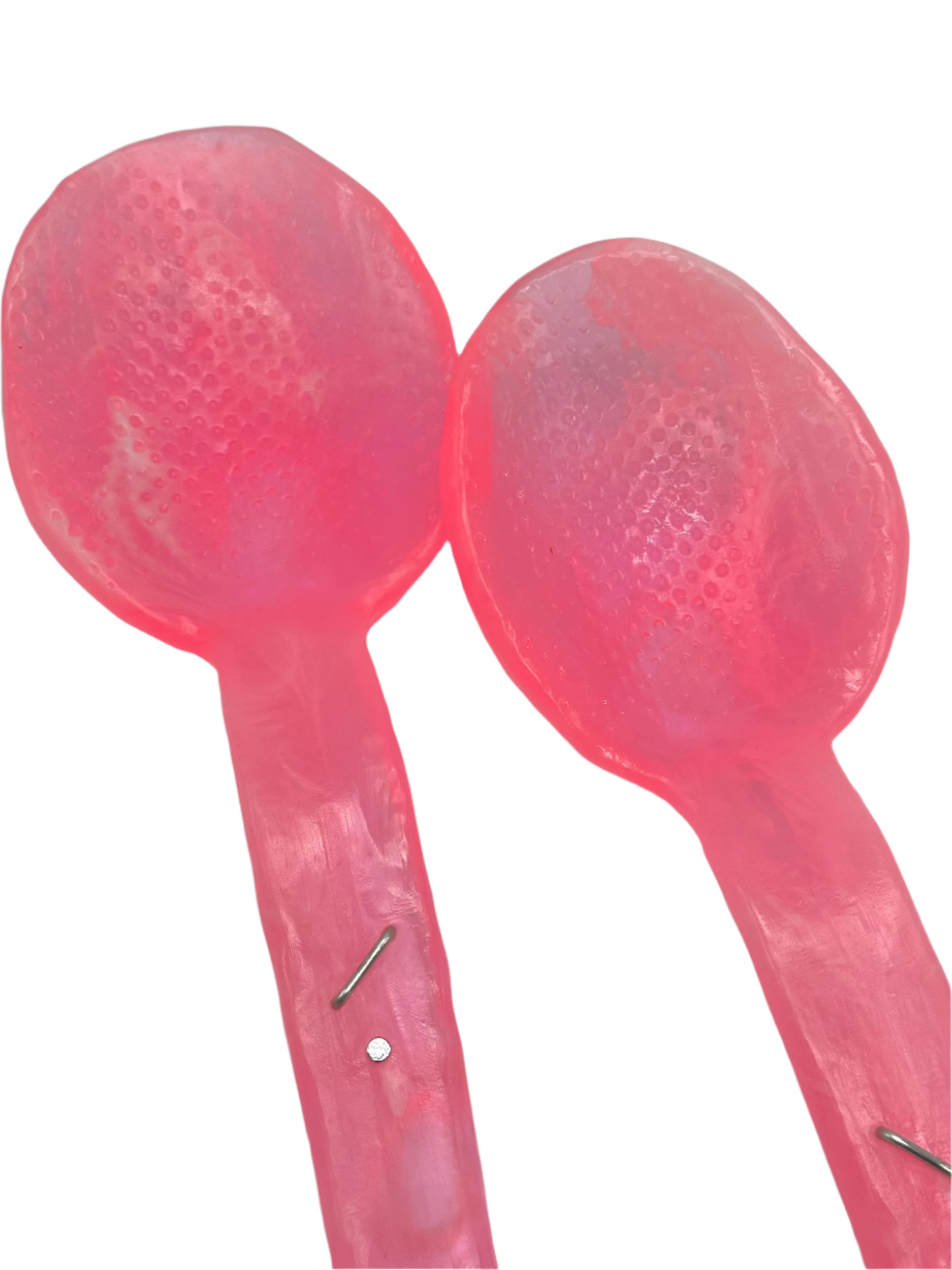 Salad Servers - Neon Pale Pink & White swirl