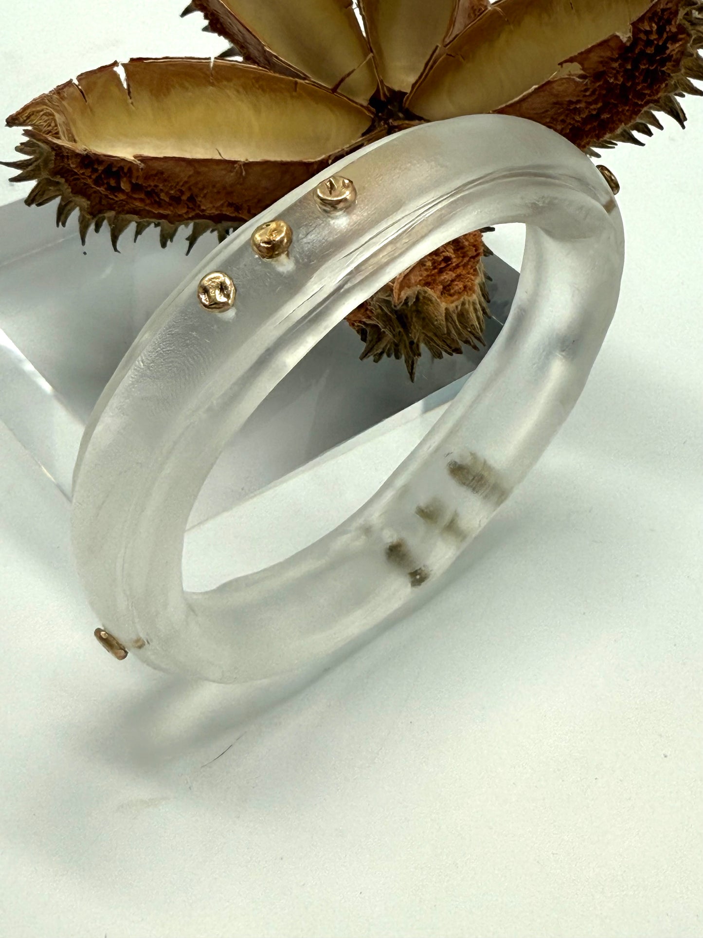 Clear rim bangle with 9ct gold nuggets