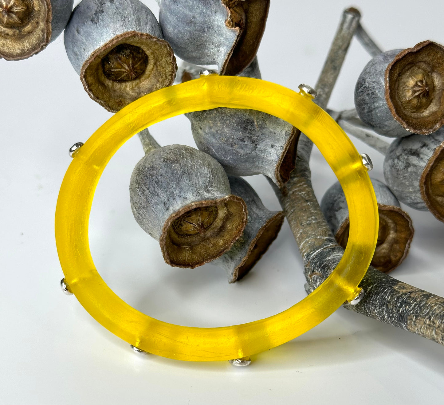 Translucent Yellow/white swirl KWD Classic Resin Bangle