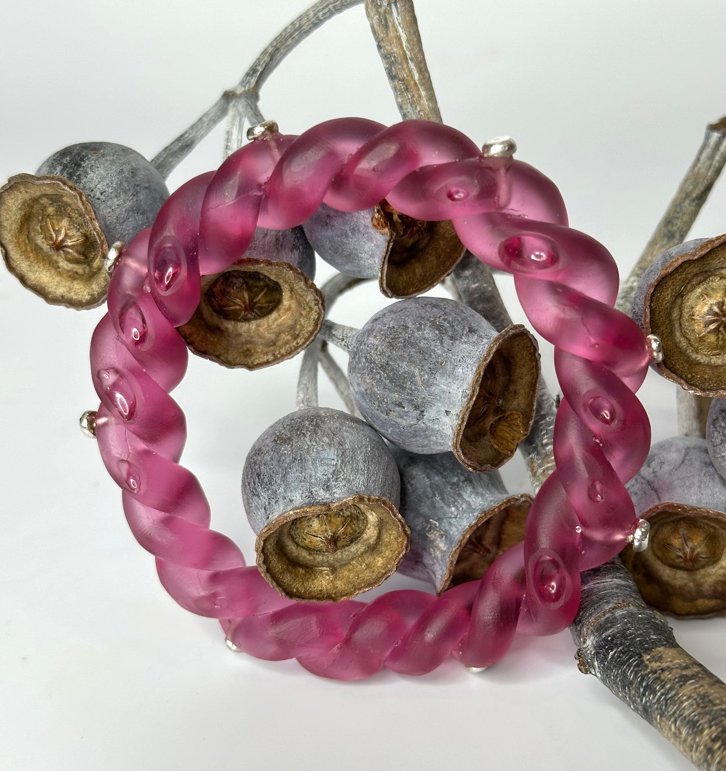 Mulberry twisted resin & silver bangle