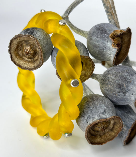 Translucent Yellow resin & silver bangle