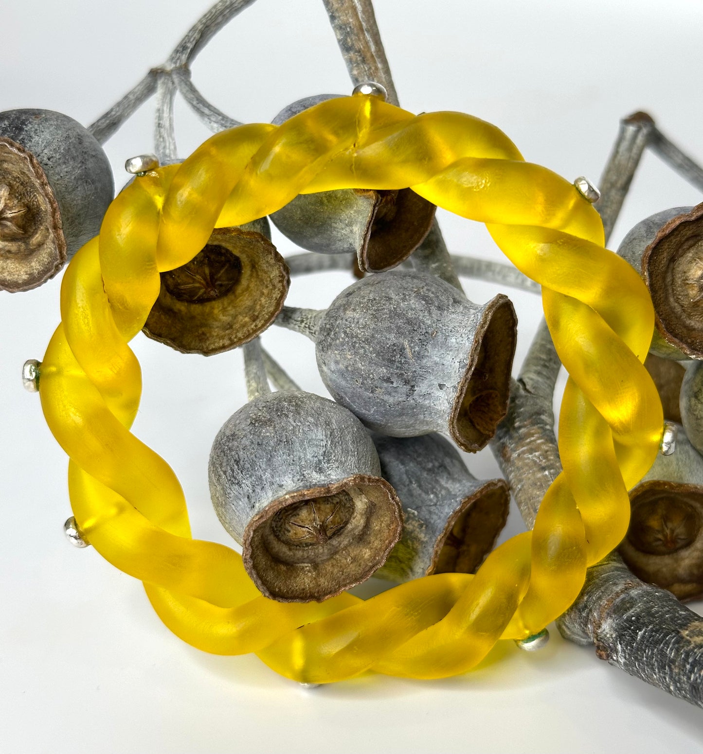 Translucent Yellow resin & silver bangle