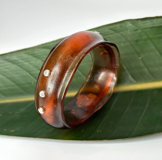 Tortoise Shell Resin & silver wide bangle