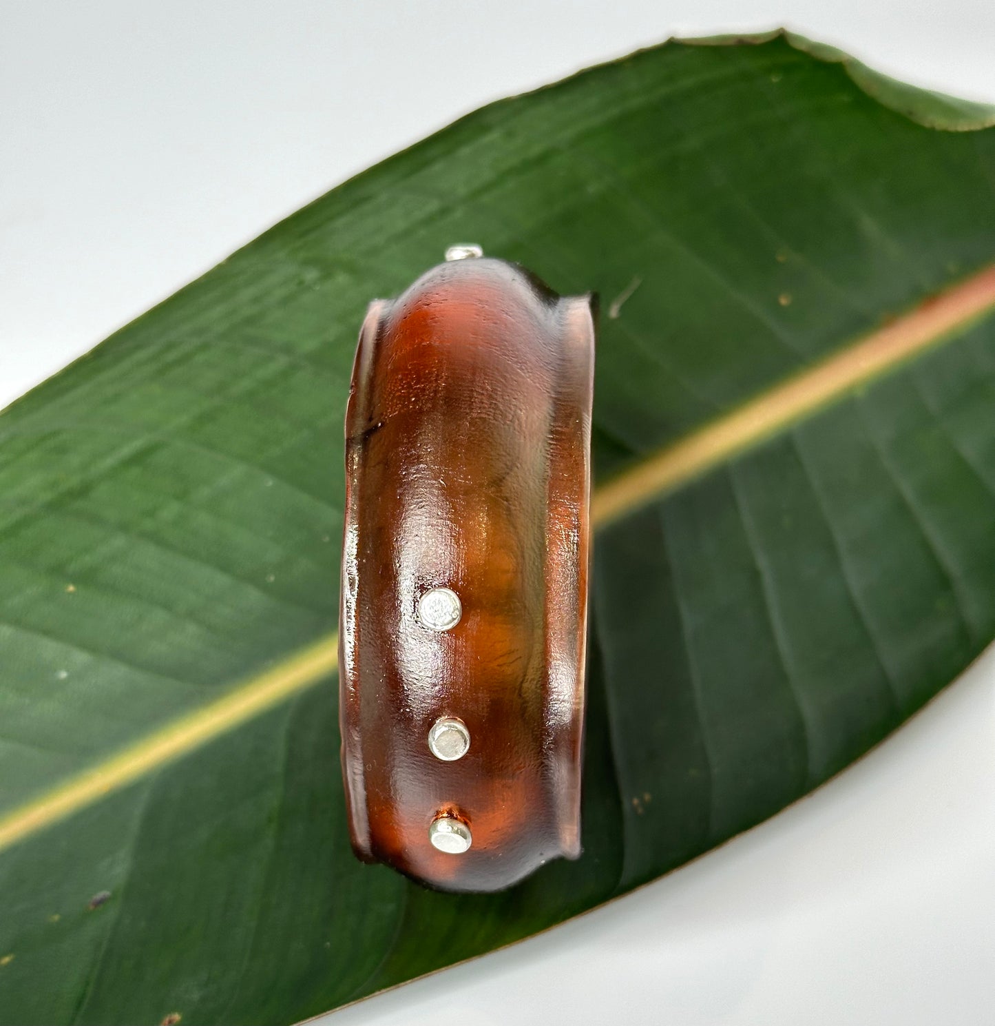 Tortoise Shell Resin & silver wide bangle