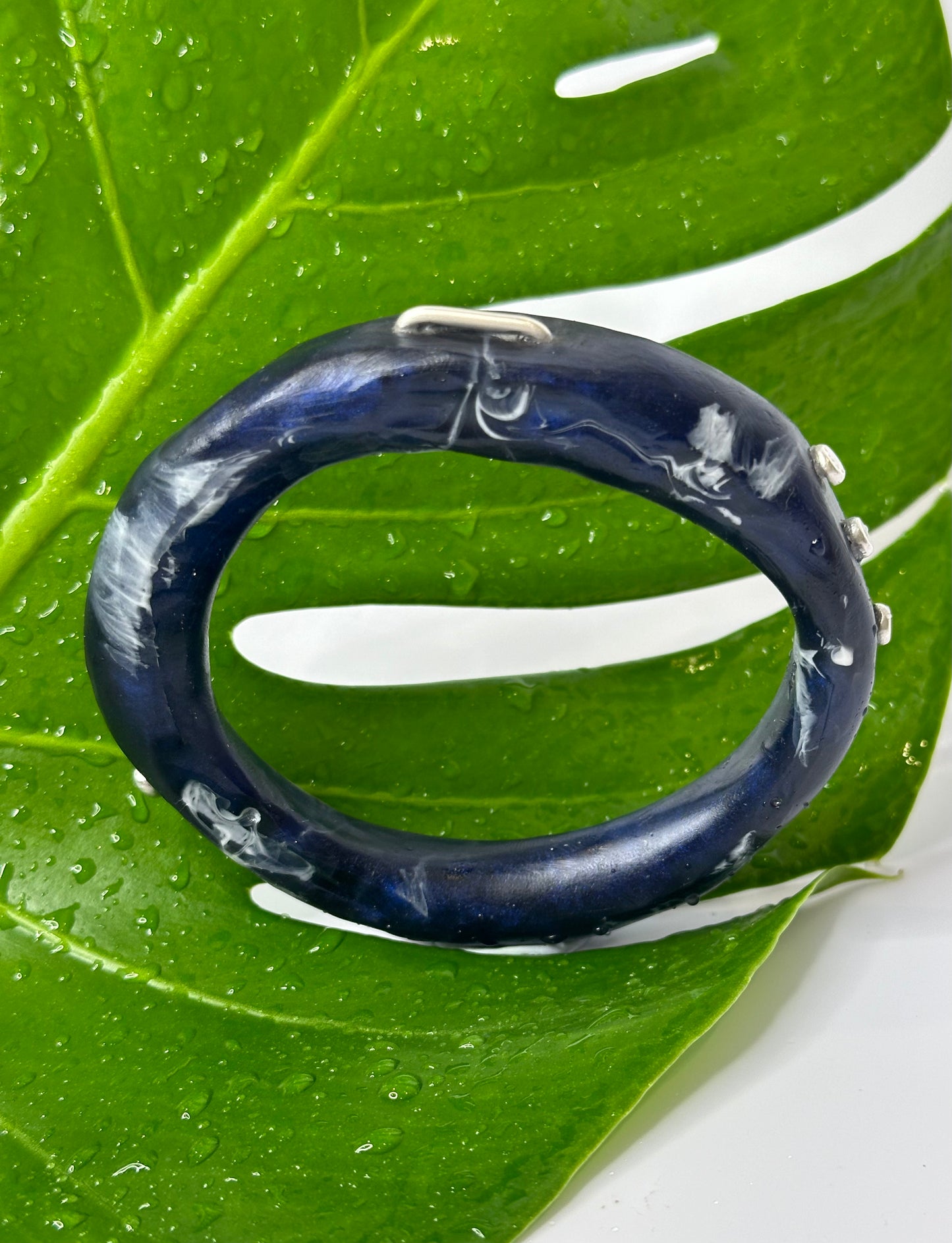 Navy Blue/white swirl woopy bangle