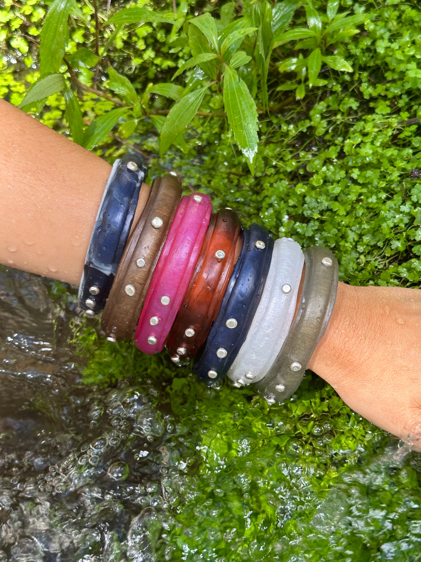 KWD Rim resin bangle with Sterling silver