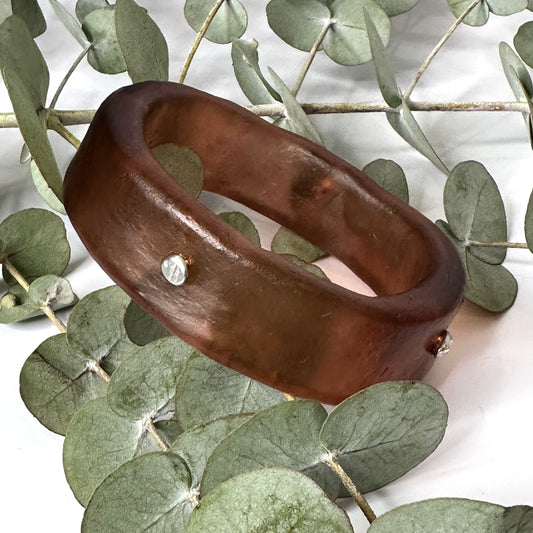 Brown  XL Irregular KWD Resin & Silver Bangle