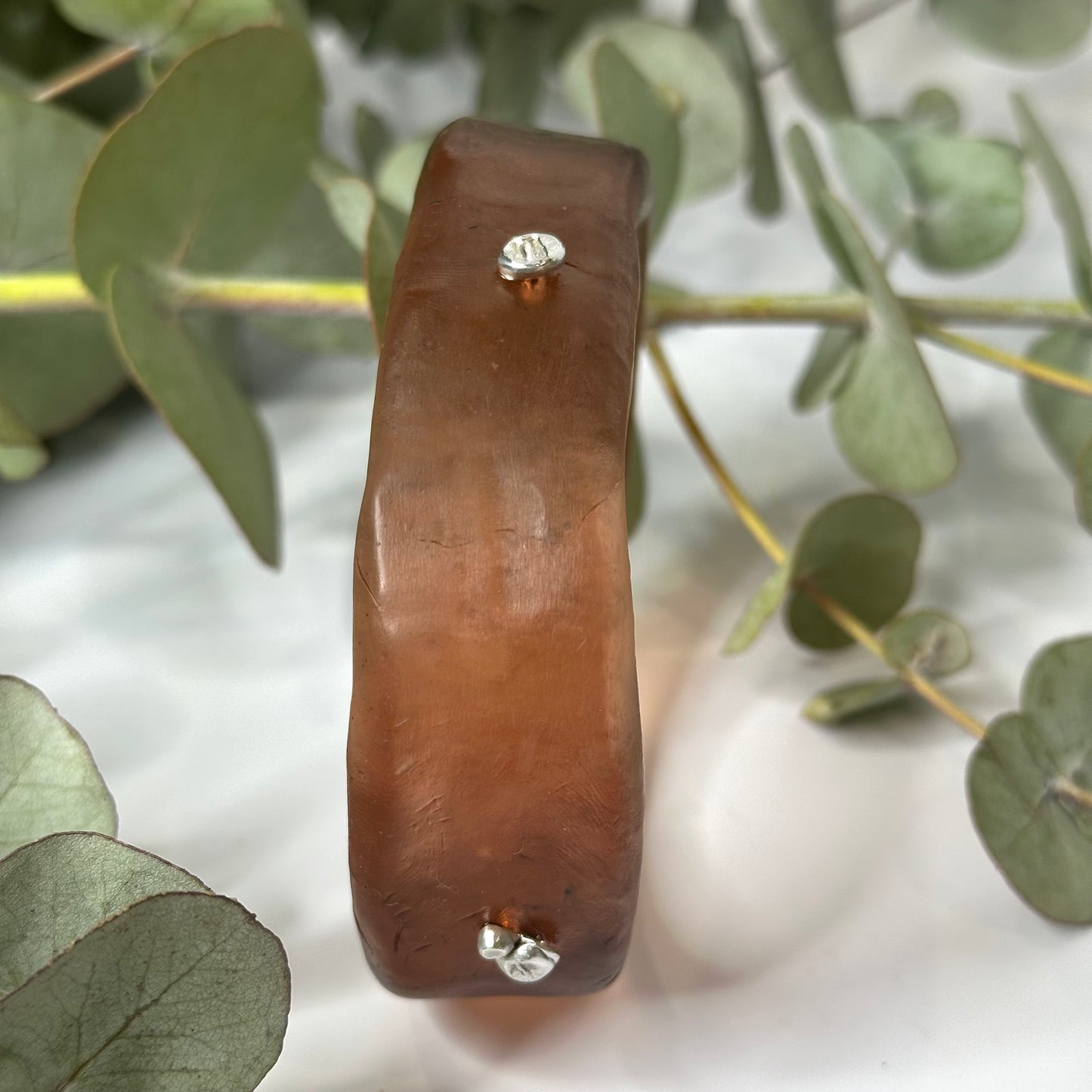 Brown  XL Irregular KWD Resin & Silver Bangle