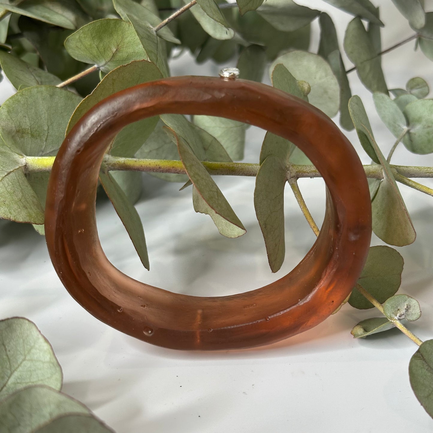 Brown  XL Irregular KWD Resin & Silver Bangle