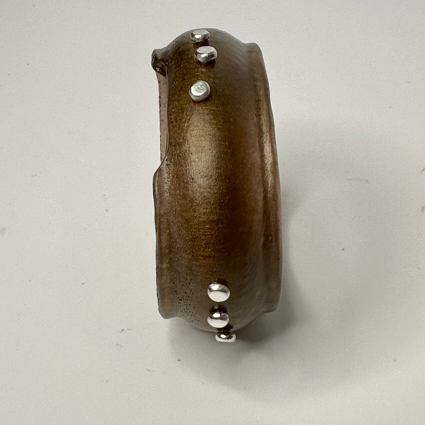 Bronze Resin & silver wide bangle - regular hand size