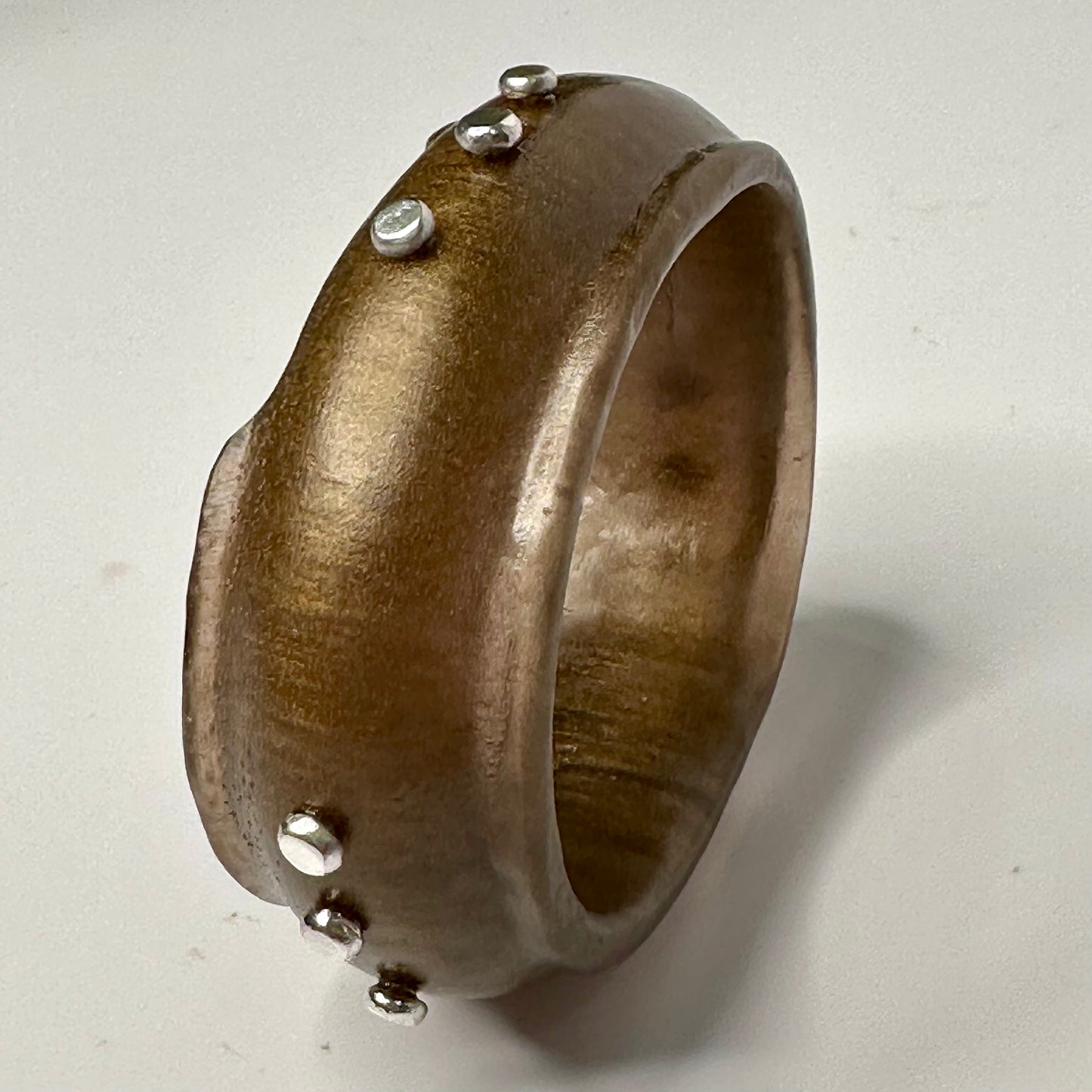 Bronze Resin & silver wide bangle - regular hand size