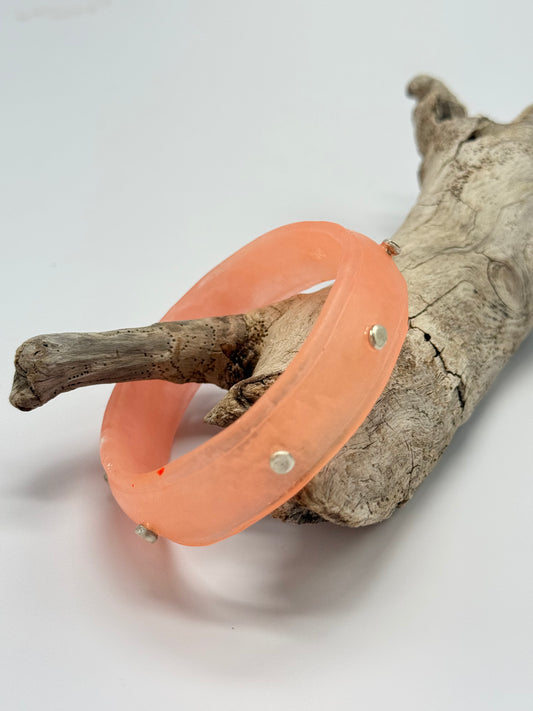 Apricot Rim resin bangle with Sterling silver XL