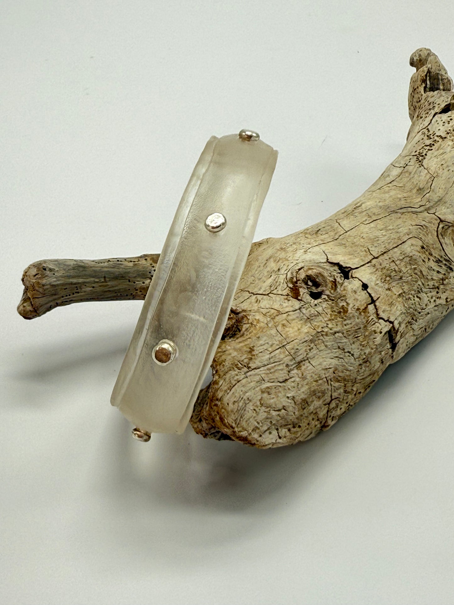 Clear Rim resin bangle with Sterling silver XL