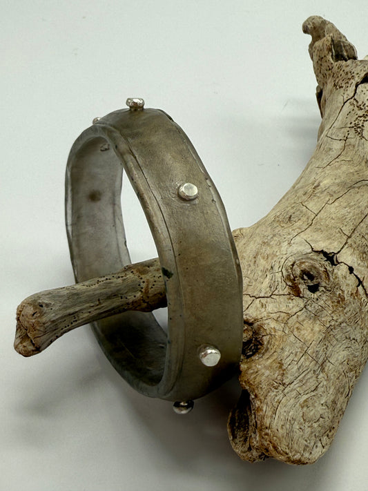 Bronze coloured Rim resin bangle with Sterling silver XL