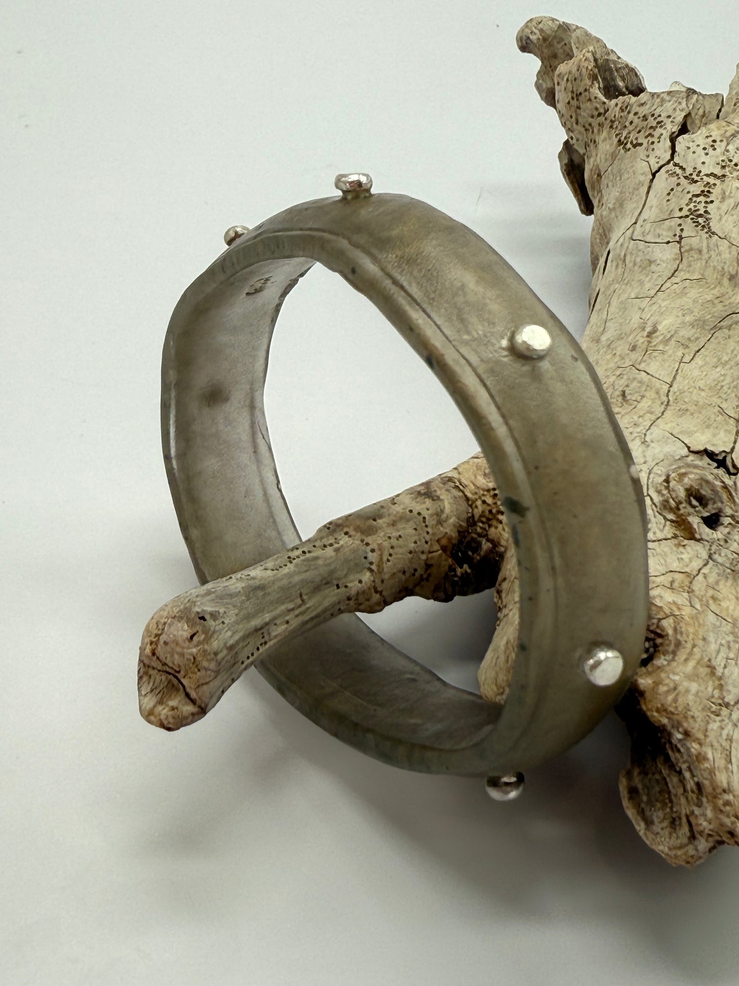Bronze coloured Rim resin bangle with Sterling silver XL