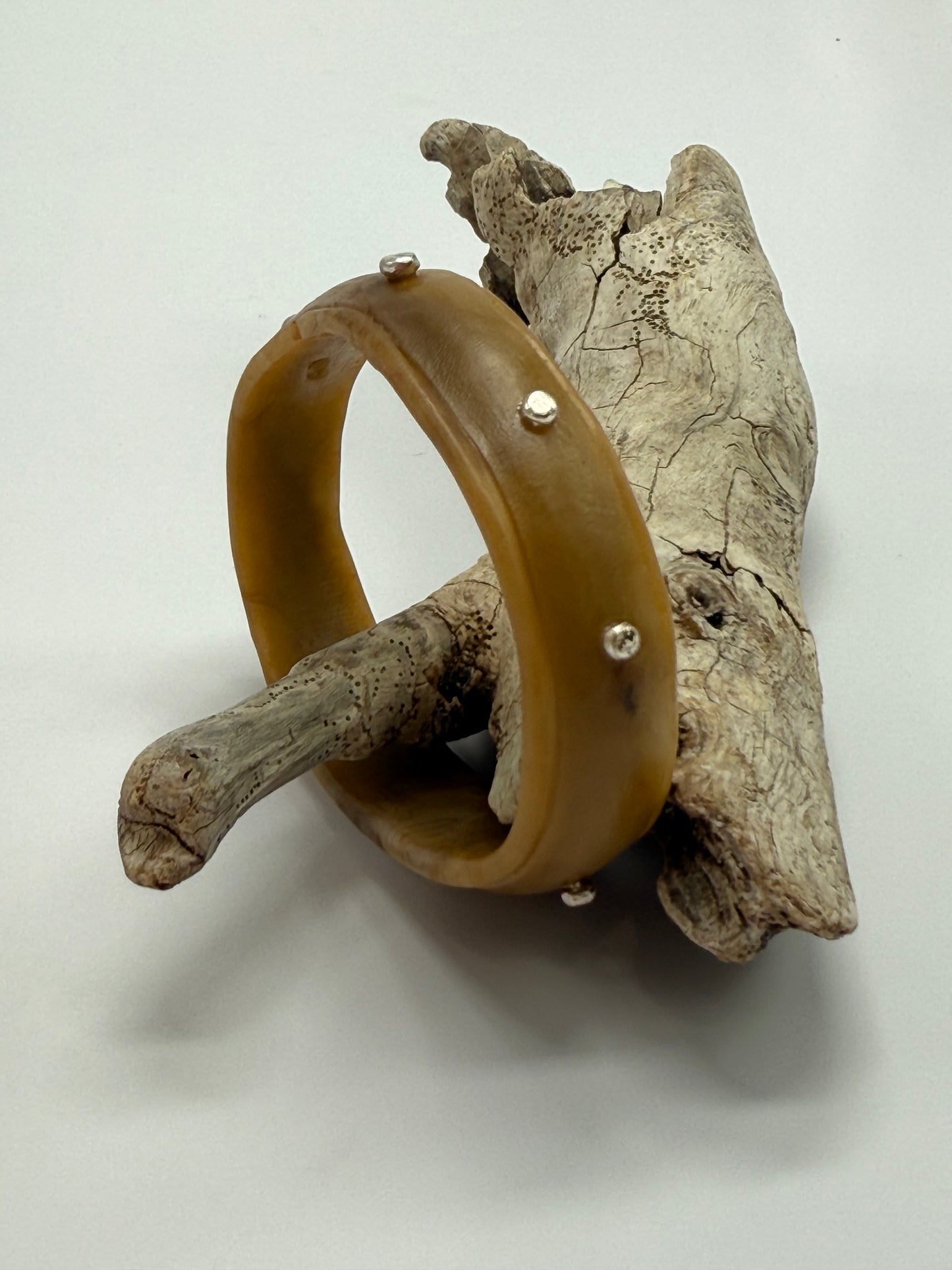Copffee coloured Rim resin bangle with Sterling silver XL